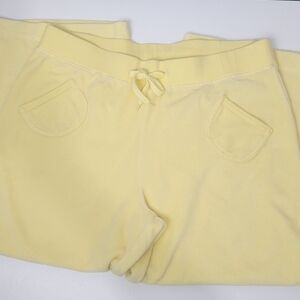 TOGO WOMENS YELLOW TERRYCLOTH LOUNGE  CROPPED PANTS